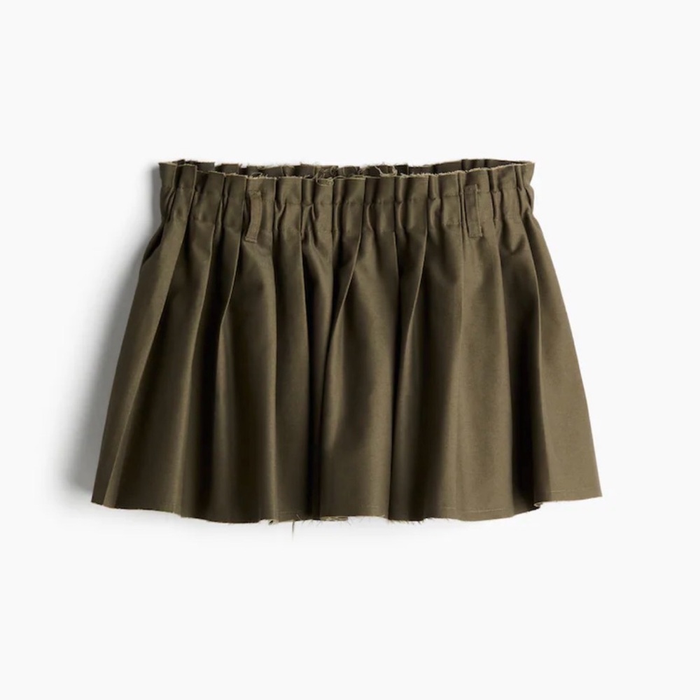 H&M Olive Pleated Mini Skirt